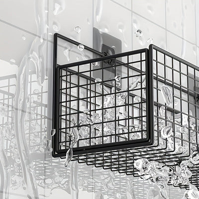 Organizador de pared metálico sin taladro - Estantes rústicos con diseño de rejilla para toallas, artículos de baño y papel higiénico, metal duradero resistente al óxido, fácil instalación, accesorios de baño seguros para la salud