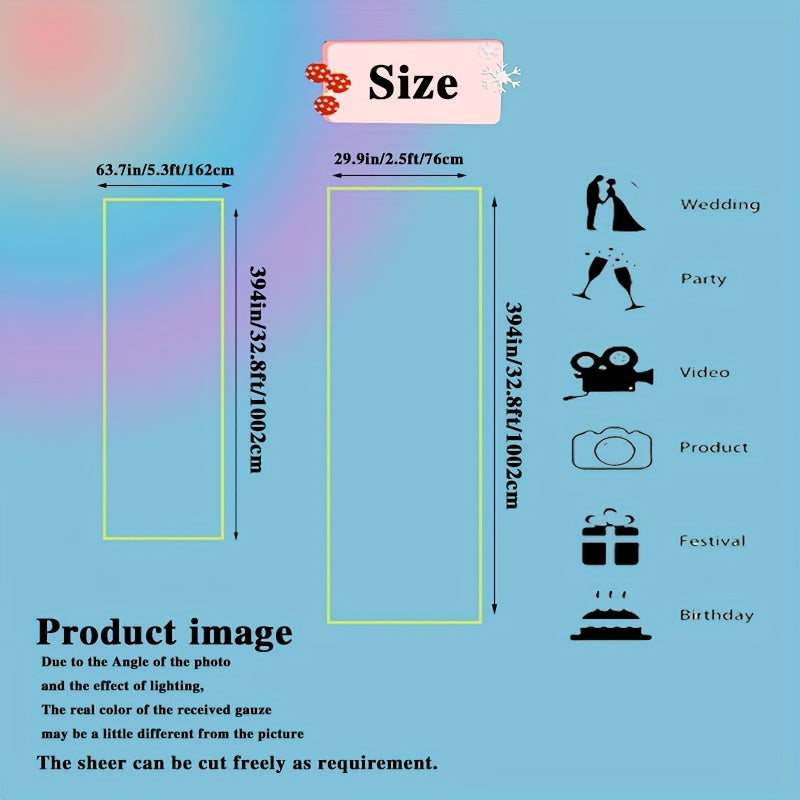 1pc, 10.0 metros de gasa colgante de varios colores para arco de boda, tela transparente de gasa para colgar en arco de boda, utilizada para fondos de fiesta, arcos al aire libre, ceremonias de iglesia, decoración de fondo de escenario, ceremonia románti
