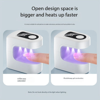 Lámpara de uñas portátil mini, luz de uñas LED recargable por USB - Rápida con pantalla digital, lámpara de esmalte de gel, adecuada para uso en casa y salón, endurecimiento de uñas de gel