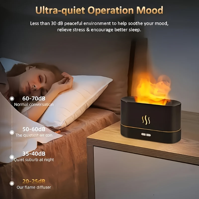 Humidificador portátil de llama con alimentación USB y cambio de color LED, difusor de aceite esencial aromático para oficina y hogar, crea una atmósfera cálida y acogedora, purifica el aire, alto nivel de humedad, material ABS, ideal para la escuela/hog