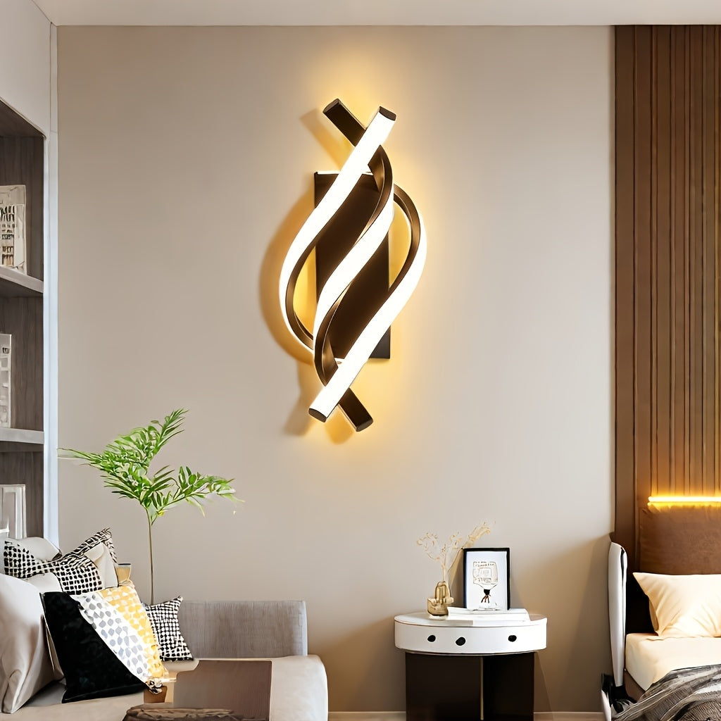 1pc Moderna Lámpara de Pared LED, Montaje Semiflush de Hierro Fundido con Acabado de Metal Pulido, Temperatura de Color 3000K-6000K, Control de Interruptor, Cableado, No Desmontable, 3 Niveles de Brillo Ajustables, Ideal para Dormitorio y Estudio - 110-2
