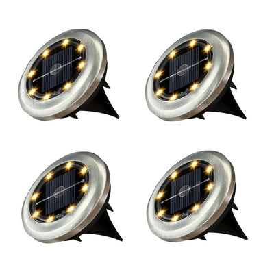 Luz solar para piso, iluminación exterior, sin cables, carga automática, batería de larga duración, ideal para jardín, césped o patio (4/8 piezas, luz cálida/blanca)