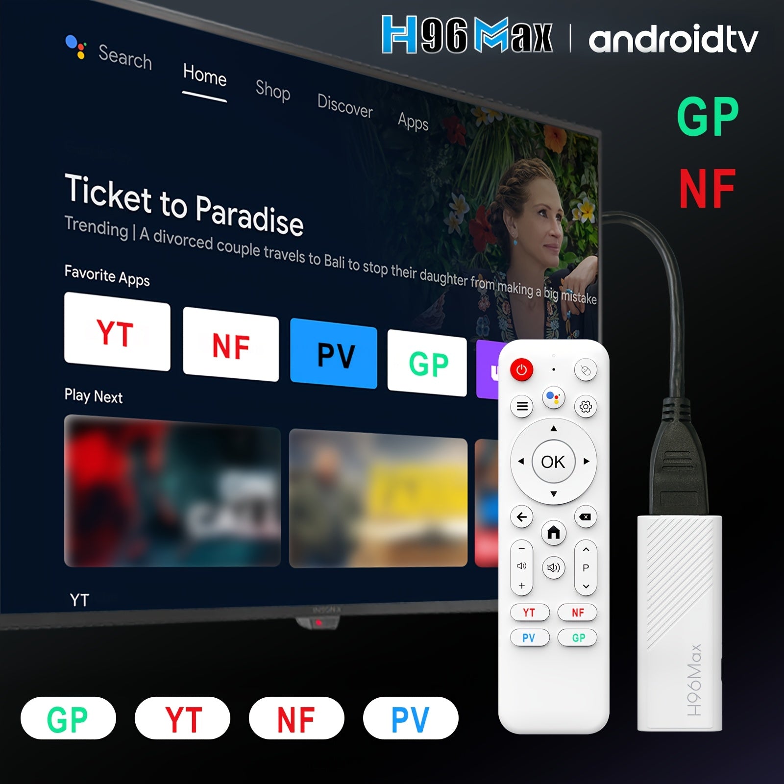 DO&CA H96 MAX H313 Android 14 Smart TV Stick - 4K Ultra HD, WiFi 6, Control Remoto por Voz, Miracast, Soporte HEVC/H265, Quad Core ARM, Reproductor de Streaming Multimedia Alimentado por USB para TVs 2025, Smart Tv para el Hogar, Dispositivo de Streaming