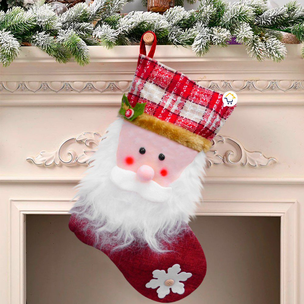 Bota Navideña Media Roja Decoración Navidad Colgante HH006