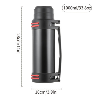 1pc Botella de agua de acero inoxidable de gran capacidad - Portátil, termo reusable para bebidas calientes y frías, solo lavado a mano, jarrón multipropósito para viajes al aire libre