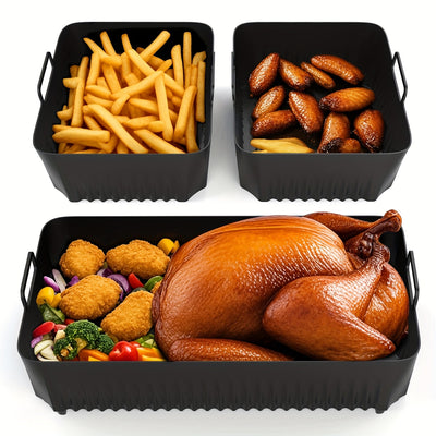3 piezas de bandeja para hornear de silicona para freidora de aire, reutilizable, compatible con Ninja AF500, accesorios para freidoras de cocina y restaurante, material antiadherente.