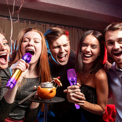 Micrófono inalámbrico colorido, sistema de micrófono con micrófono recargable y receptor, adecuado para karaoke, canto, fiestas, bodas, DJ, discursos