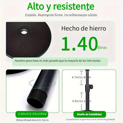 [Micrófono Soporte Ajustable de Hierro] Soporte de Micrófono de Hierro Ajustable de Alta Resistencia 1ud - Portátil para Transmisión, Conferencia, Transmisión en Vivo, Reunión - Negro