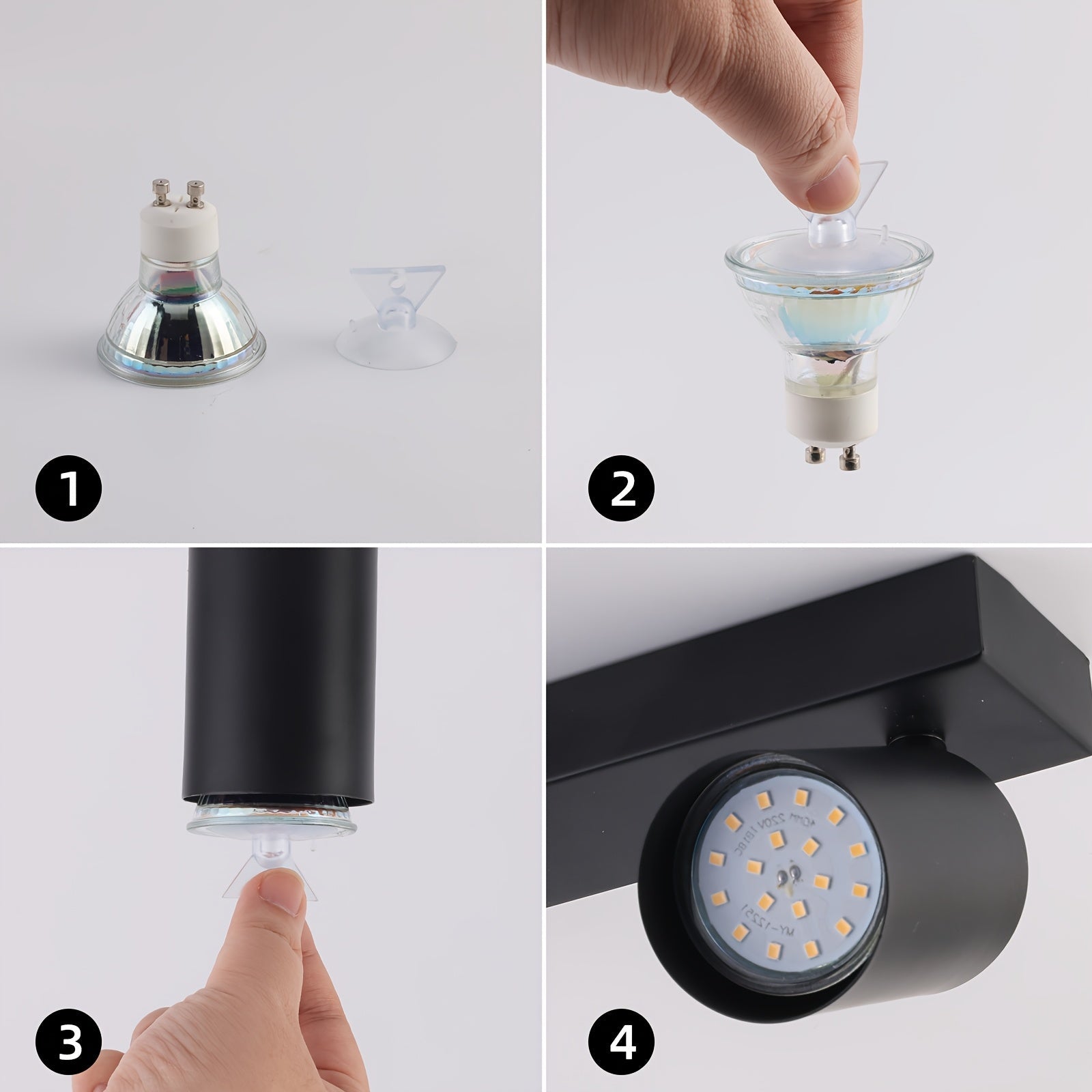 Luminaria de techo con seguimiento AMANSOUR LED, hierro fundido Semi Flush Mount, spotlight ajustable de 350°, GU10, con hardware de instalación, para salón dormitorio cocina, sin bombillas incluidas