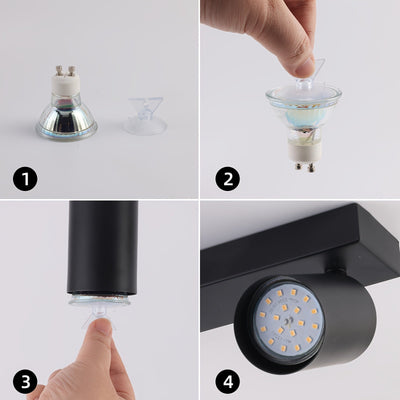 Luminaria de techo con seguimiento AMANSOUR LED, hierro fundido Semi Flush Mount, spotlight ajustable de 350°, GU10, con hardware de instalación, para salón dormitorio cocina, sin bombillas incluidas