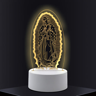 1pc Lámpara de Mesa Elegante Virgen María Vintage - Luz Nocturna Religiosa LED con Base Alimentada por USB, Iluminación Oval para Hogar, Oficina, Capilla - Sin Pilas Necesarias, Regalo Católico para Navidad, Cumpleaños, Boda - Construcción Duradera en Pl