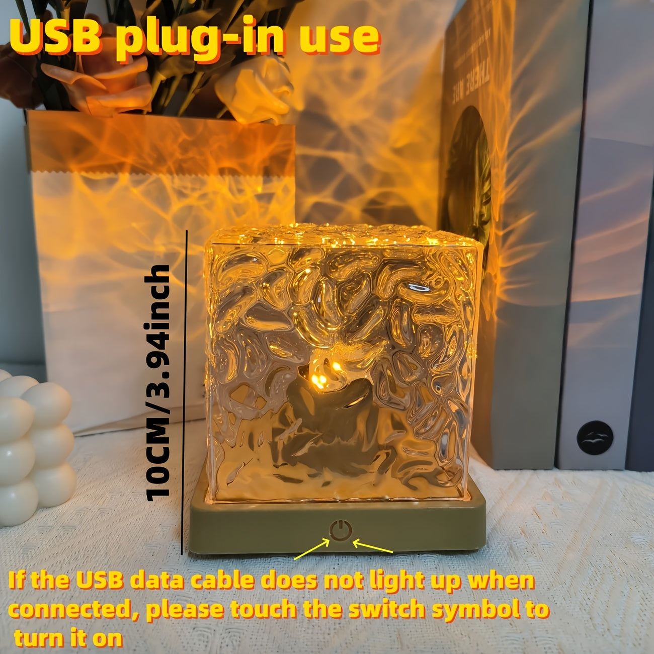 Luces ambientales de ondas acuáticas Aurora Boreal cuadradas/redondas, alimentación USB, monocromático | Dormitorio | sala de estar | oficina, luz nocturna, decoración | Luz proyectora, regalo ideal para fiestas | Cumpleaños | San Valentín | Navidad, mej