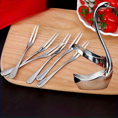 2 piezas de soporte de base de cisne plateado, soporte de cubiertos de forma de cisne de acero inoxidable, adecuado para bares de café y restaurantes, perfecto para decoración de mesas de bodas y entretenimiento.