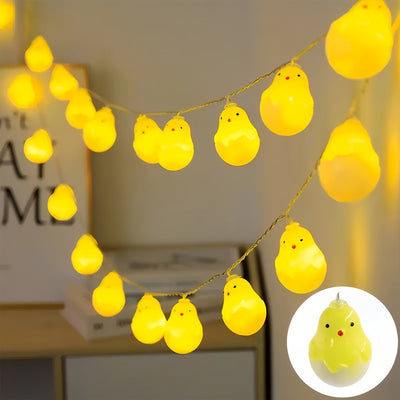 1 pieza de encantadoras luces de cadena LED de cascarón de huevo de pollo - alimentadas por batería, cálido resplandor amarillo para decoraciones de Pascua y Navidad, ambiente hogareño e interior, material PP, sin baterías incluidas, encantadoras luces p