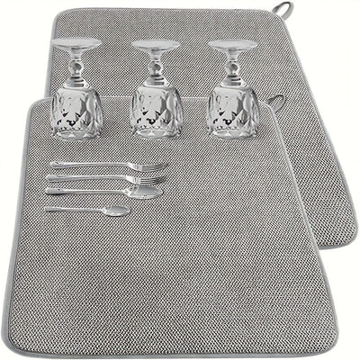 1pc Alfombrilla de secado de platos de cocina, microfibra absorbente, mantel individual antideslizante, resistente al calor, alfombrilla de drenaje, alfombrillas de secado para armarios, alfombrillas de baño