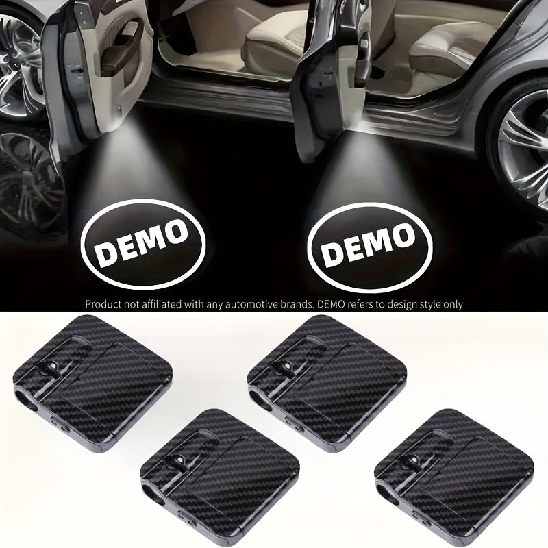 Luces de bienvenida para puertas de coche de cuatro piezas con proyección de logotipo estilizado, proyector universal inspirado en el equipo original para una instalación sencilla - compatible con la mayoría de vehículos OEM