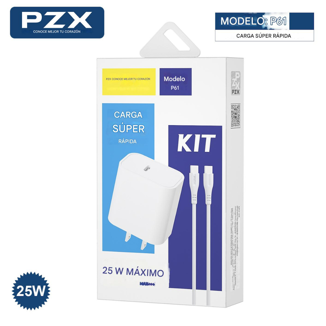 Cargador Para Celular Cable Type C / Type C Con Cabezal + Cable PZX P61