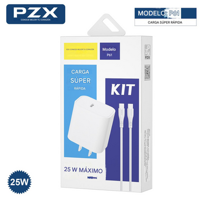 Cargador Para Celular Cable Type C / Type C Con Cabezal + Cable PZX P61