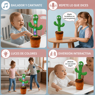 Peluche Bailarin Cactus Luminoso Juguete Color Verde 60 Canciones