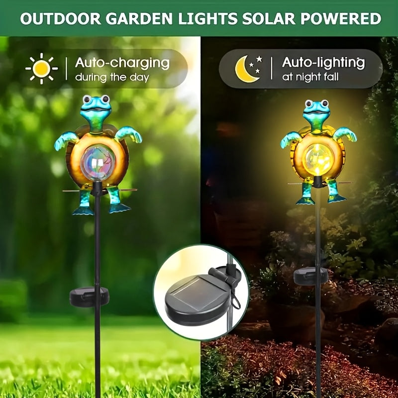 【1 Pieza】Luz Solar en Forma de Tortuga para Suelo, Estatua Decorativa Exterior, Adorno para Patio y Senderos del Jardín, Regalo para el Día del Padre y Festival del 5 de Mayo. Luz que Brilla en la Oscuridad - Ornamento de Paisaje con Figura de Tortuga Ma