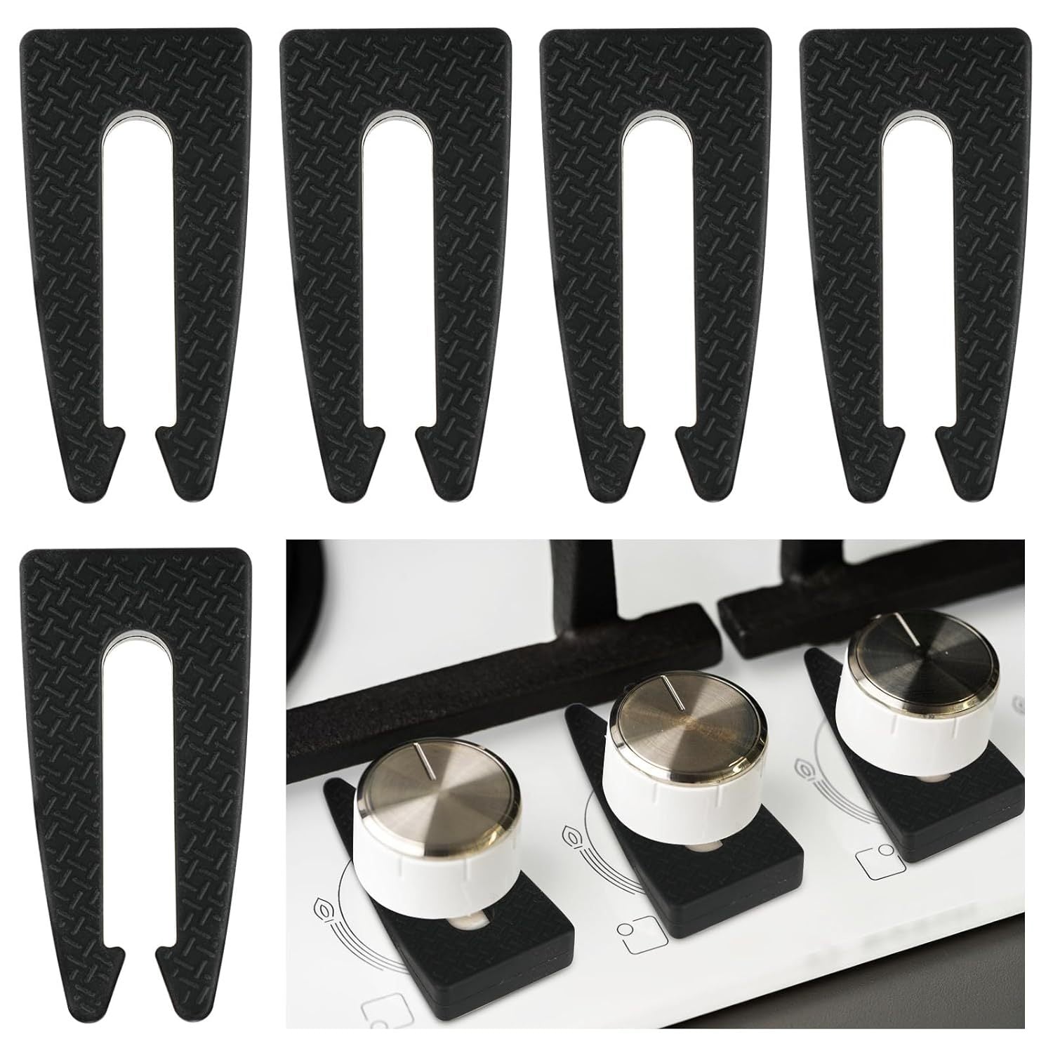 5pcs Cierres de Silicona para Perillas de Estufa de Gas, Cubiertas de Seguridad de Goma Antideslizantes para Horno, Accesorios de Cocina a Prueba de Mascotas para el Hogar y Personas Mayores, Protección para Estufa de Gas|Cubiertas de Perillas Seguras|Cu