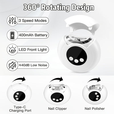 Nueva versión mejorada de taladro eléctrico para uñas, pulidor eléctrico, afilador de uñas automático con luz LED, ajuste de 3 velocidades, diseño de almacenamiento de residuos, lima de uñas segura recargable, adecuada para el hogar y el salón, herramien
