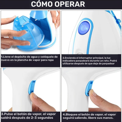 Vaporizador de Ropa de Mano de Alta Potencia, Enchufe US 110-130V - Elegante Azul y Blanco, Diseño Sin Cepillos para Planchar Eficientemente, No Necesita Batería, Plancha Portátil para Ropa