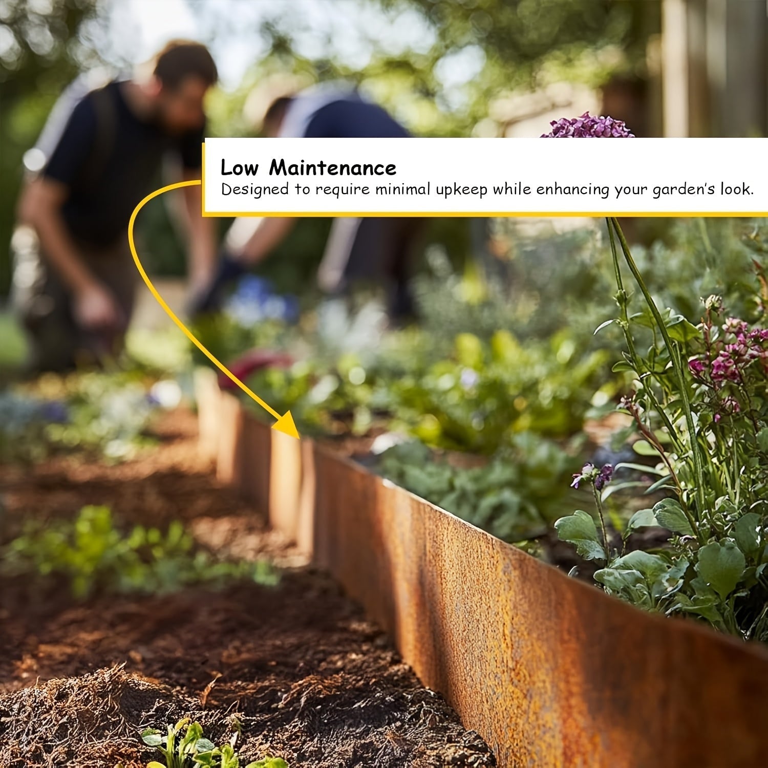 5m de acero corten para bordes de jardín - 14cm de altura, resistente al tiempo, acabado patinado, diseño duradero y fácil de limpiar para césped, entrada de coches, camas de flores - Instalación sin herramientas, valla decorativa para jardín, borde de c