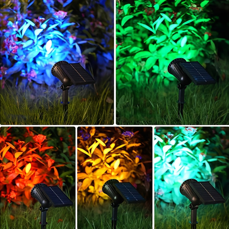 Foco solar con 9 LED y base ajustable, luces multicolor para decoración exterior, jardín, balcón, césped, pasillos, villas, parques infantiles y Halloween, con batería de litio recargable por energía solar, iluminación exterior, luces LED coloridas, cons