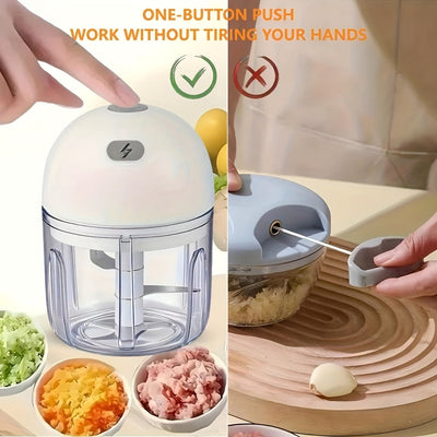 Mezclador Eléctrico de Comida para Bebés 250ml, Picadora de Ajo y Trituradora Portátil Recargable USB con Diseño Reforzado, Ideal para Jengibre, Verduras y Carne, Incluye Interruptor de Seguridad - Procesador de Alimentos para Preparar Purés Infantiles