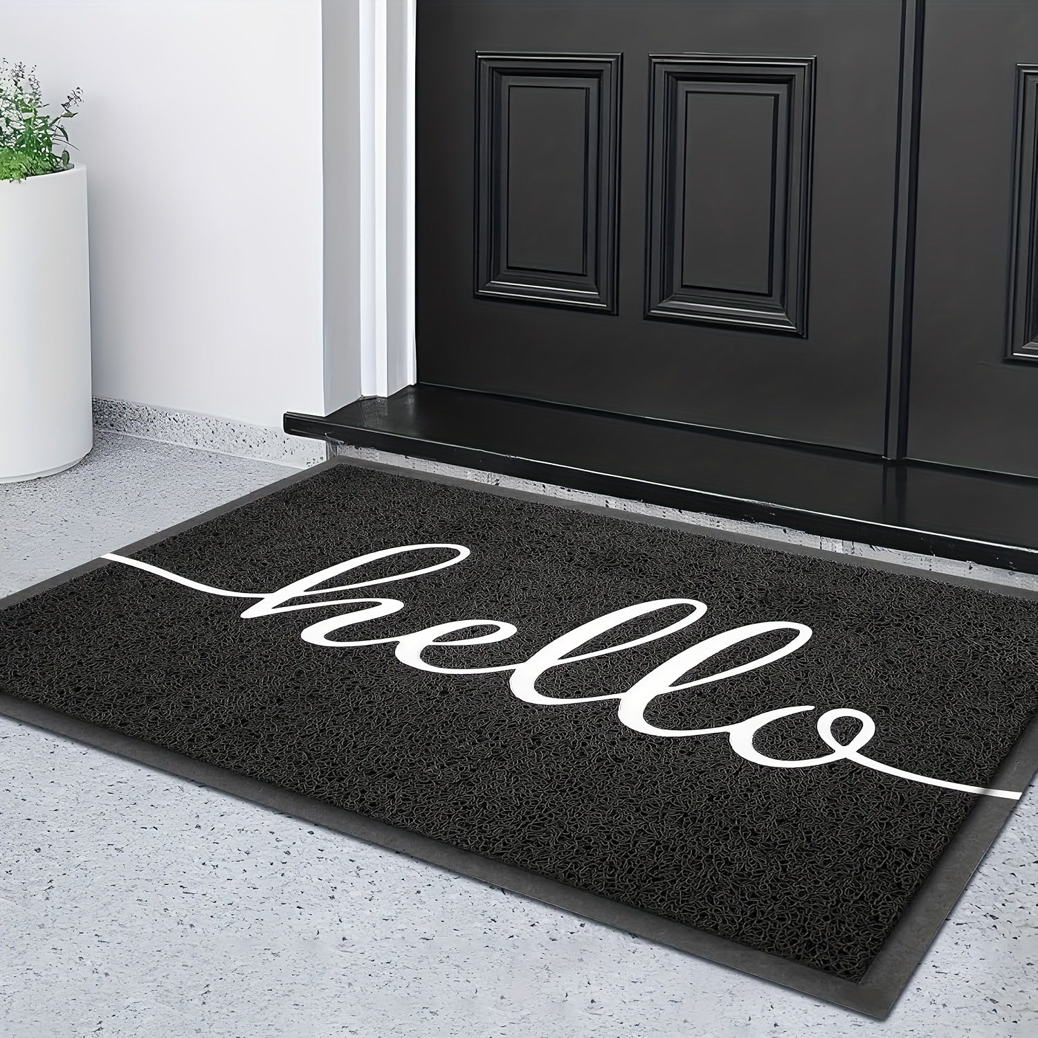 Tapete de bienvenida negro - Resistente, absorbente y fácil de limpiar para uso en interiores/exteriores, base antideslizante, ideal para patio, porche o casa de campo - Decoración navideña, perfecto para Navidad