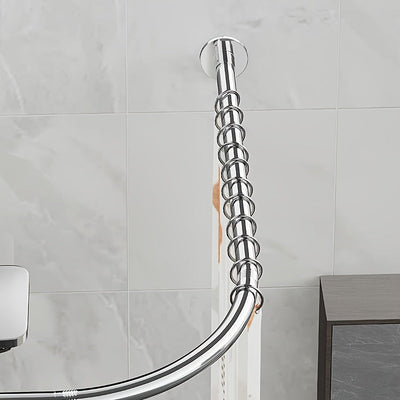 1pc Barra de cortina de ducha de esquina de acero inoxidable plateado, marco en forma de L, instalación sin orificios, adecuada para baño, bañera, tienda de ropa, accesorios de baño duraderos y elegantes al aire libre