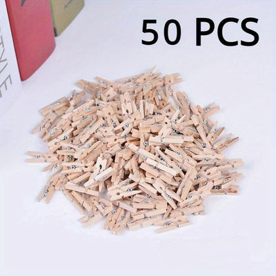 50/100pcs Mini 25mm Clips de Madera Natural para Fotos, Clips para Ropa, Plegadores de Ropa, Clips de Madera para Bodas y Fiestas, Ganchos de Utilidad