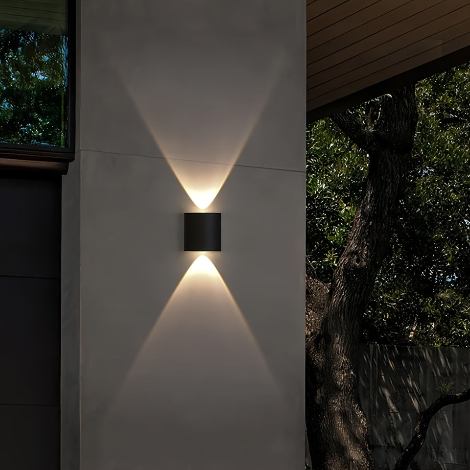 2 piezas de apliques de pared LED modernos, 2W 85-265V, lámparas colgantes de plástico semiempotradas con hardware de instalación, control de interruptor, diseño desmontable para uso en interiores/exteriores - negro y beige, lámpara de pared LED