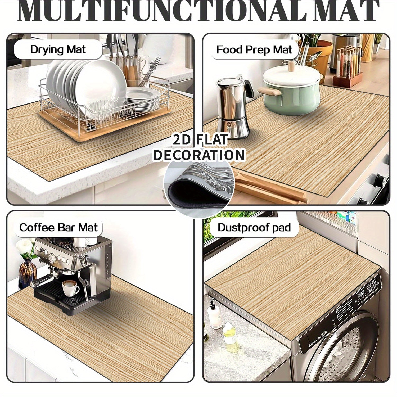 1pc Cubierta de Estufa Eléctrica - Decoración Plana 2D con Acabado en Madera, Protector Resistente al Calor con Forro de Goma para Cocinas a Gas y Eléctricas, Apta para la Mayoría de Encimeras, Fácil de Limpiar, Diseño Plano