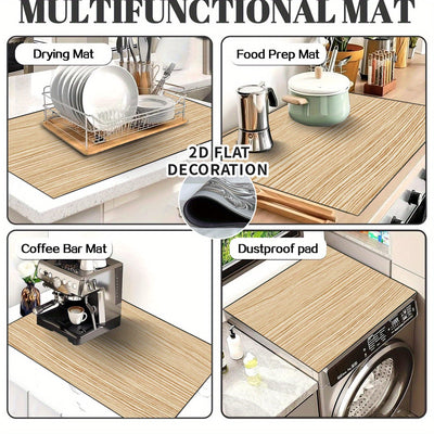 1pc Cubierta de Estufa Eléctrica - Decoración Plana 2D con Acabado en Madera, Protector Resistente al Calor con Forro de Goma para Cocinas a Gas y Eléctricas, Apta para la Mayoría de Encimeras, Fácil de Limpiar, Diseño Plano