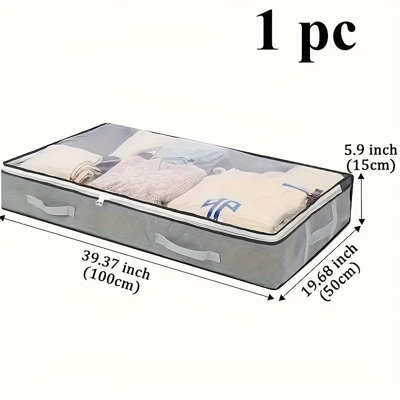 1pc Organizador rectangular de almacenamiento debajo de la cama de estilo Luxe con asas, bolsa de organización de ropa y edredones de gran capacidad no impermeable para decoración de dormitorio, uso multiusos, almacenamiento debajo de la cama