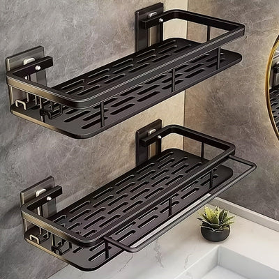 Organizador de ducha de gran capacidad para pared, sin taladro, estante flotante que ahorra espacio para baño y cocina, organizador de plástico ABS para artículos de tocador, cosméticos y accesorios, solución de almacenamiento para baño | Estante de pare