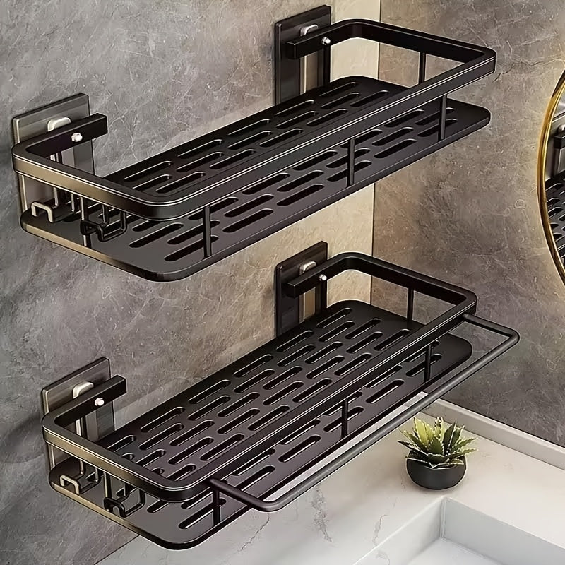 Organizador de ducha de gran capacidad para pared, sin taladro, estante flotante que ahorra espacio para baño y cocina, organizador de plástico ABS para artículos de tocador, cosméticos y accesorios, solución de almacenamiento para baño | Estante de pare