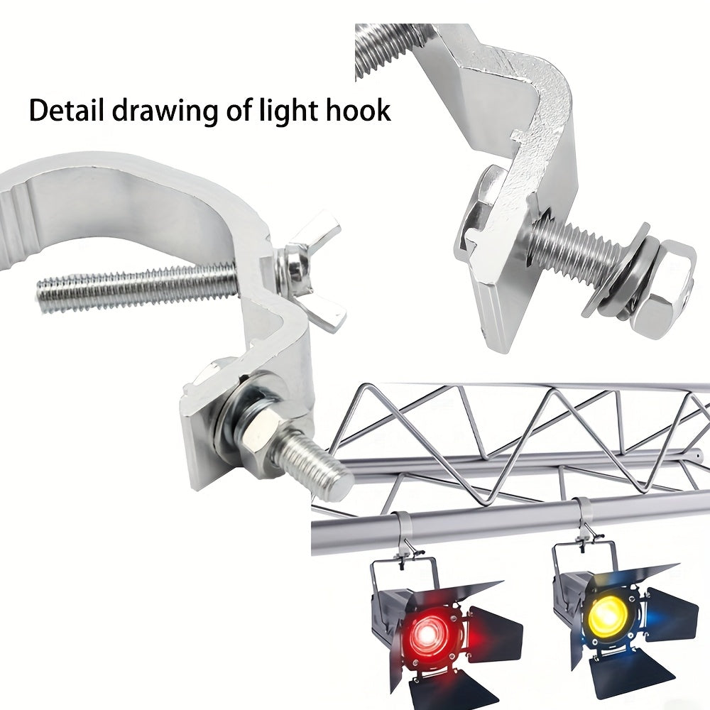 8 piezas de GOTSTAGE, ganchos de luz ajustables de aluminio, soporte de luz portátil duradero con un solo abrochar para 30-52 tubos, luces de cuentas y cordones de 8,8-12 pulgadas, accesorios de iluminación para eventos al aire libre, acabado metálico el
