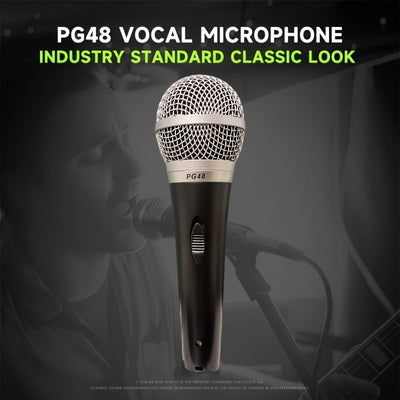 Micrófono de mano X-Duonic PG48 con cable - Alta calidad, duradero, con clip, ideal para KTV, canto y karaoke, fácil de usar, no necesita batería, accesorio de karaoke | Micrófono de sonido dinámico | Micrófono duradero