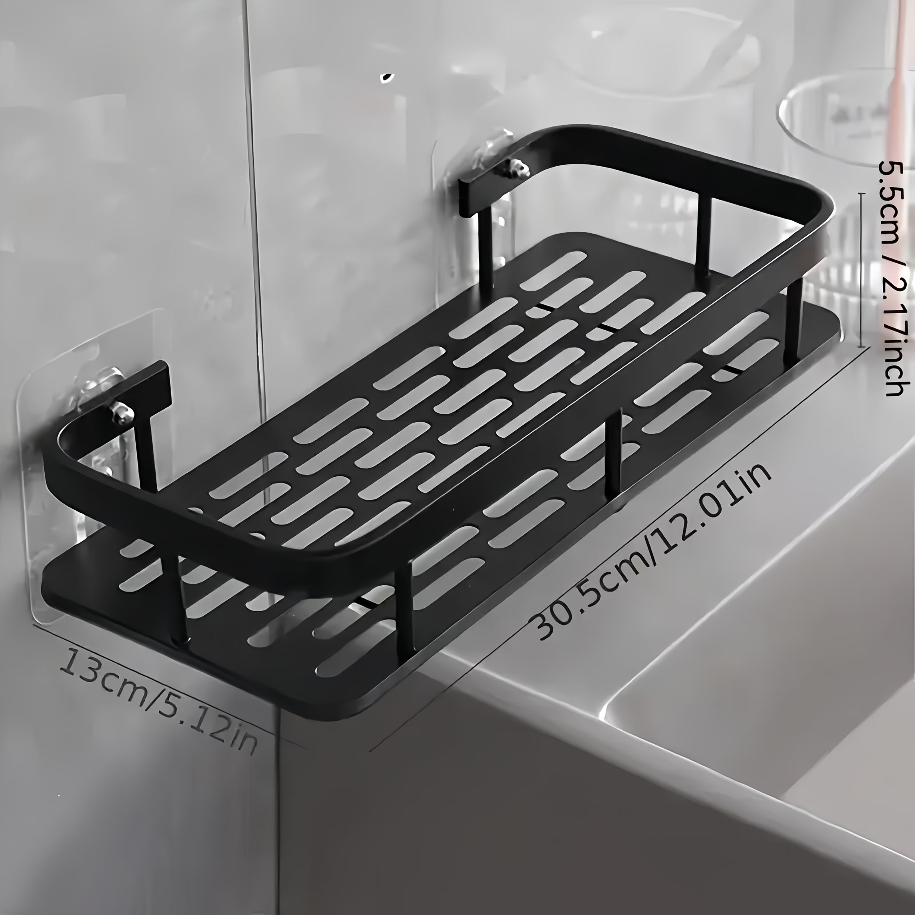 Organizador de ducha montado en pared, gran capacidad, instalación sin taladros, portajabones flotante para baño y cocina, ahorro de espacio, fácil de instalar, organizador de artículos de tocador y cosméticos