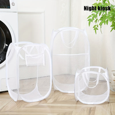Cesto de lavandería de malla elegante y resistente con asa - Ideal para dormitorios, viajes y baños - Cesta de almacenamiento de ropa sucia de poliéster, cesta de almacenamiento plegable