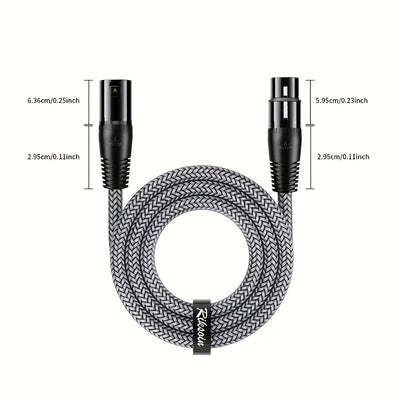 Cable de micrófono XLR masculino a femenino trenzado de nailon, equilibrado de 3 pines, adecuado para micrófonos, sistemas de altavoces, estaciones de radio, estudios de grabación.