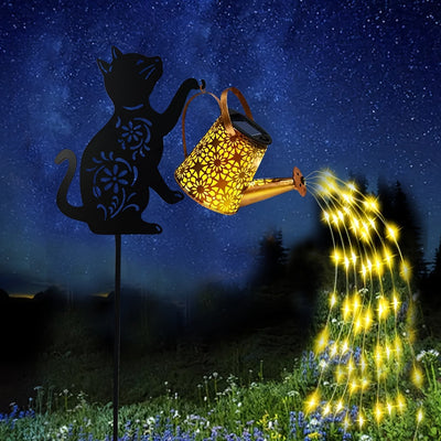 1/2 Lámpara de Riego Solar para Exteriores con Silueta de Gato/Cachorro - Decoración de Jardín Exterior, Lámpara de Riego Solar Colgante, Adecuada para Jardín, Césped, Paisaje de Patio, Jardinería Exterior, Decoración Navideña