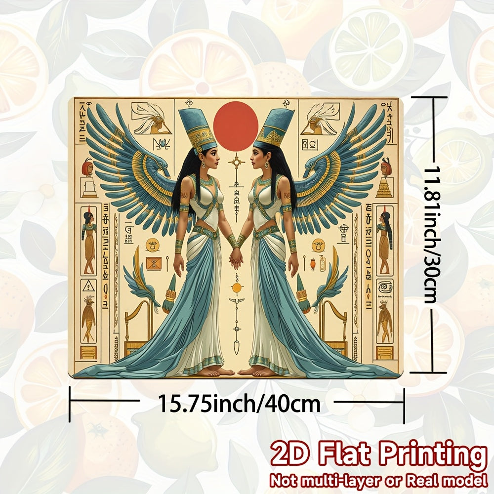1 pieza, impresión plana 2D, protector de superficie superior de horno plano, diseño de otoño, figuras egipcias antiguas de pie, 100% poliéster, adecuado para decoración de cocina de estufa, lavadora, secadora, protector de vidrio duradero, protector de