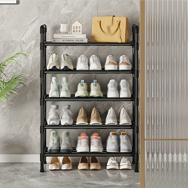 1 Pieza, Estante Para Zapatos De Varias Capas, Armario Para Guardar Zapatillas, Zapatero De Pie Con Una Fila, Torre Armable Para Calzado De Metal, Organizador De Zapatos Color Oscuro, Apto Para Porche, Armario, Dormitorio, Pasillo, Terraza