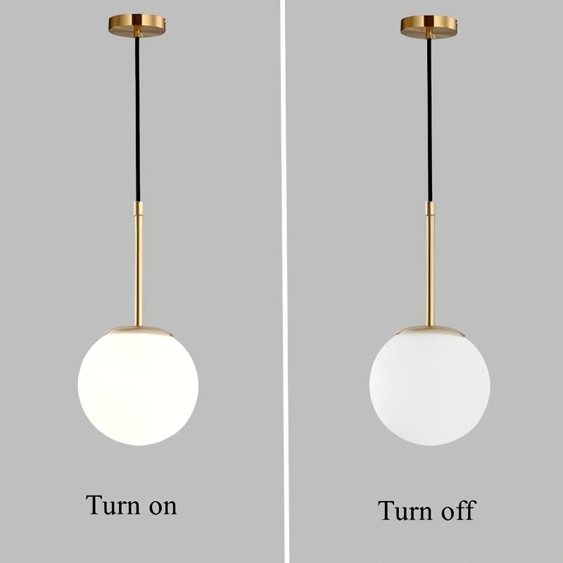 Lámpara colgante moderna estilo nórdico con pantalla de bola dorada, diseño minimalista elegante, cabezal individual, perfecta para interiores modernos o como luz de noche, decoración para habitación