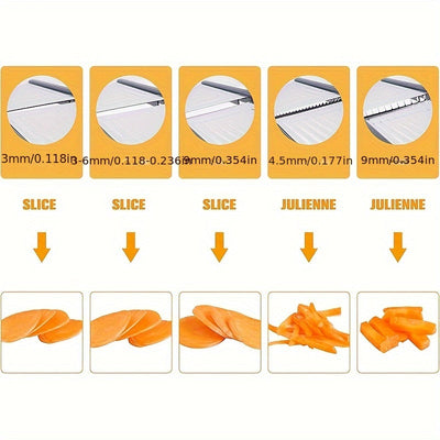 Mandolina profesional de acero inoxidable para cortar verduras - Diseño ergonómico ajustable para cortar con precisión papas, tomates, zanahorias y más - Herramienta de cocina duradera y fácil de limpiar, cortar verduras