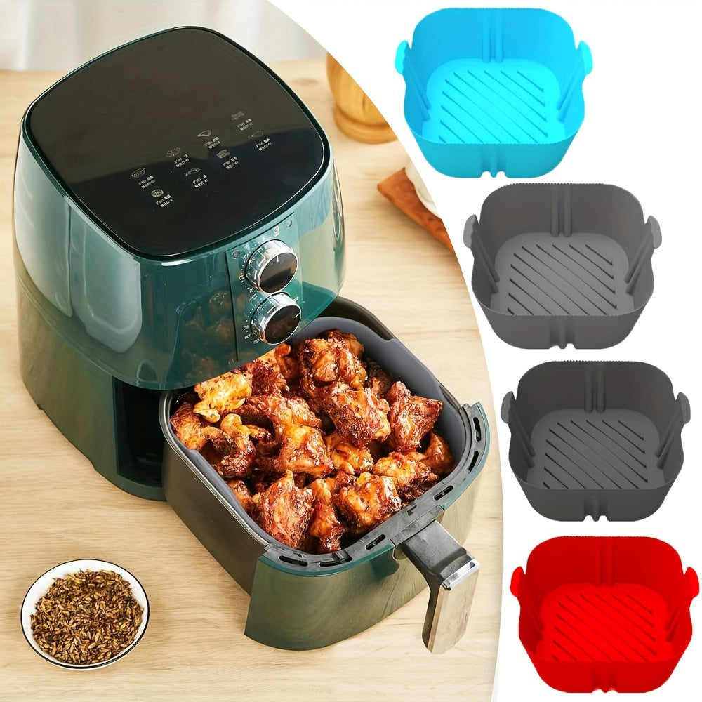 1/2piezas Olla De Silicona Para Freidora De Aire Cuadrada Reutilizable Para Freidora De Aire Forros Para Horno Bandeja De Horneado Accesorios Para Freidora De Aire De Cocina En Casa 19,48 Cm X 16,48 Cm X 4,98 Cm